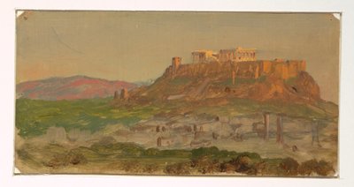 Tegning, Udsigt over Akropolis fra syd, Athen, april 1869 af Frederic Edwin Church
