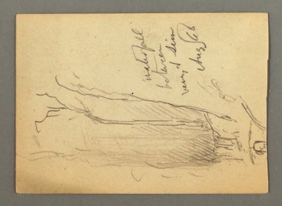 Tegning, Vandfald mellem Veney og Sion, Rhônedalen, Schweiz, august 1868 af Frederic Edwin Church