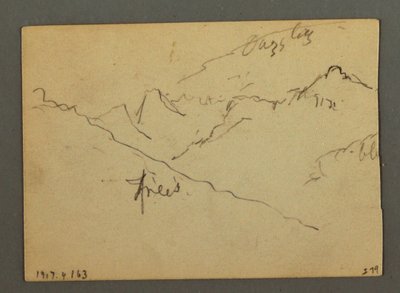 Tegning, Vandfald mellem Veney og Sion, Rhônedalen, Schweiz, august 1868 af Frederic Edwin Church