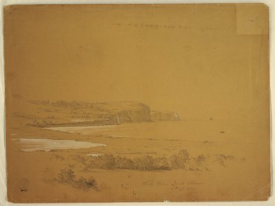 Tegning, Whale Cove, Grand Manan Island, Canada, september 1851 af Frederic Edwin Church