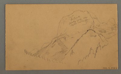 Tegning, skovklædte bjergtoppe, 27. juli 1868 af Frederic Edwin Church