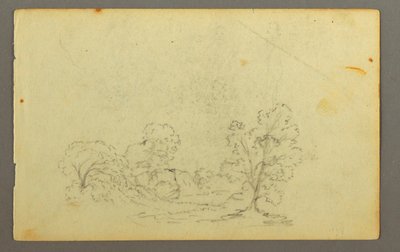 Tegning, Skovlandskab, muligvis 1845 af Frederic Edwin Church
