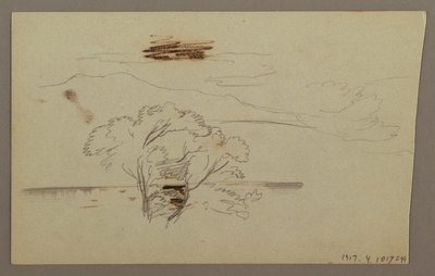 Tegning, skovklædt skråning, bjergland, 1863 af Frederic Edwin Church