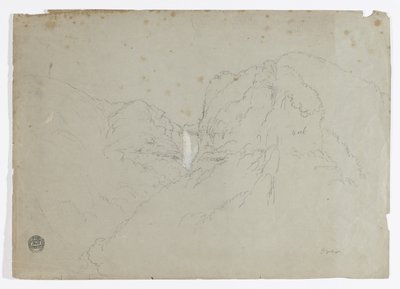 Tegning. a. Skitse. Tequendama Ralls nær Bogota, Colombia. b. Udsigt til fjerne bjergkæder. af Frederic Edwin Church