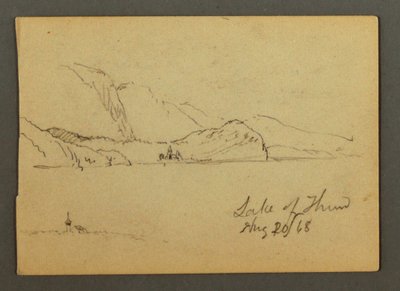 Tegning, Thun-søen, Berner Oberland, 20. august 1868 af Frederic Edwin Church