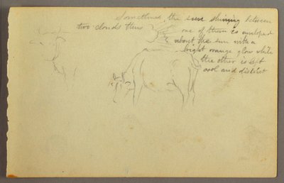 Tegning, stråler mellem skyer, tyre, muligvis 1877 af Frederic Edwin Church