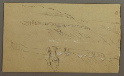 El Yemen-dalen, Arabien: Klippevæg med den øverste del, der ligner en række af søjler af Frederic Edwin Church