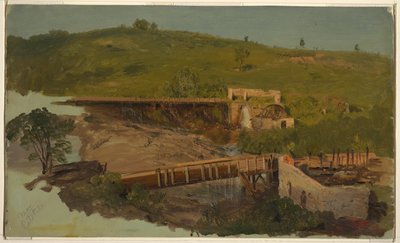 Bakke med viadukter og ruinerede møller, nær Catskill, New York af Frederic Edwin Church