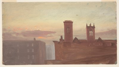Housetops at Dawn, 10th Street, New York, NY af Frederic Edwin Church