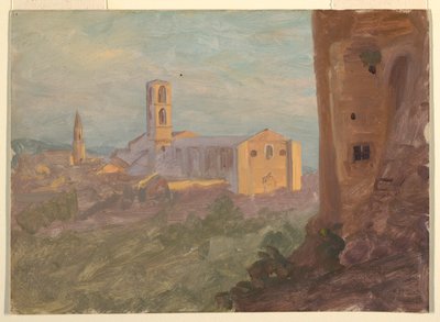 italiensk eller schweizisk by af Frederic Edwin Church