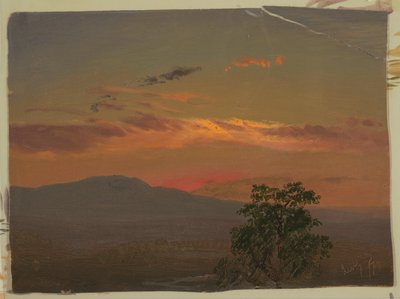 Landskab ved solnedgang, Hudson, N.Y. af Frederic Edwin Church