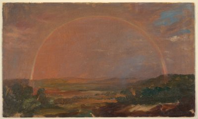 Regnbue over et bakket landskab af Frederic Edwin Church