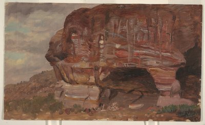 Studie af en zoomorfisk klippe, Petra af Frederic Edwin Church