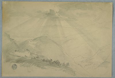 Solen sprænger gennem skyerne over en bjergdal, Jamaica af Frederic Edwin Church