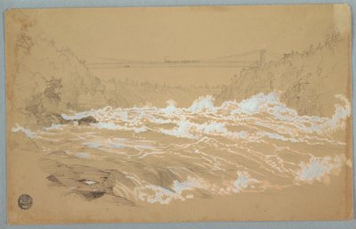 Kløften, Niagara, ser mod hængebroen af Frederic Edwin Church