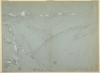 Dallandskab med snedækkede tinder, Berner Alperne, Schweiz, del 1 af Frederic Edwin Church