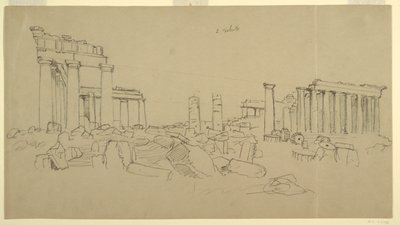Udsigt over Parthenon og de omkringliggende ruinfragmenter fra Vesten, Athen, Grækenland af Frederic Edwin Church