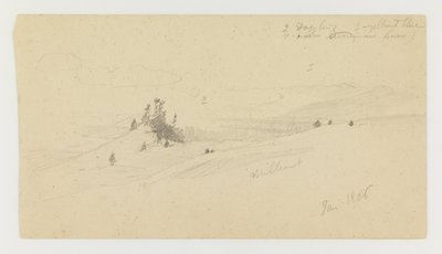 Skovklædt bakketop, bakket dal, sol af Frederic Edwin Church