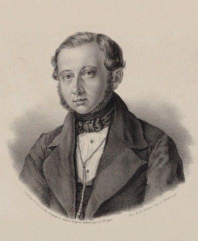 Portræt af violinisten og komponisten Thomas Tagesbeck 1799-1867, 1837-1838. af Frederic Emile Simon