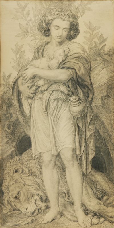 Søsterlig hjælp (blyant på papir) af Frederic James Shields