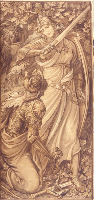 The Victor (akvarel & blyhvid forhøjning på papir) af Frederic James Shields