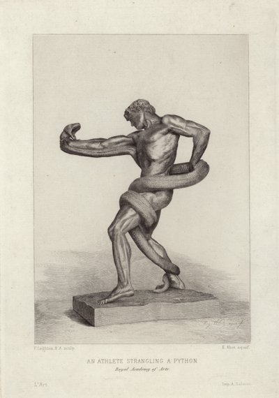 En atlet, der kvæler en python af Frederic Leighton