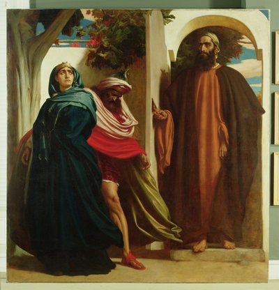 Jesabel og Akab mødtes af Elias, ca. 1862-3 af Frederic Leighton