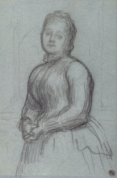 Studie til portrættet af Hannah, grevinde af Rosebery, ca. 1880 (kridt på papir) af Frederic Leighton