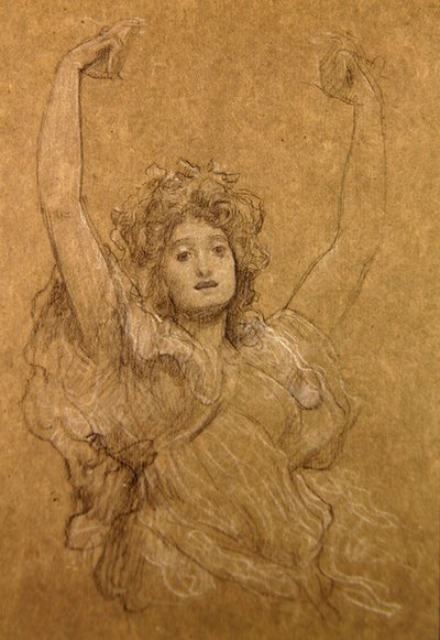 Studie af en dansende pige (sort/hvid kridt på papir) af Frederic Leighton