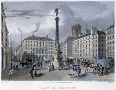 Place du Chatelet - i ""Paris i 1832" af Martens af Frederic Martens