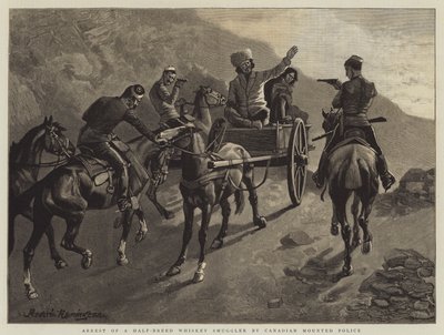 Anholdelse af en halvraces whiskysmugler af canadisk beredent politi af Frederic Remington
