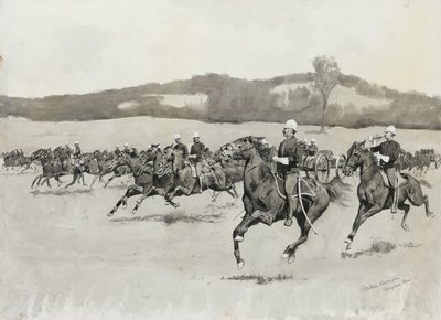 Batteri K hos Drill i Berkshire Hills, Massachusetts af Frederic Remington