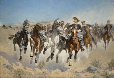 Afmonteret: The Fourth Troopers Moving the Led Horses, 1890 af Frederic Remington
