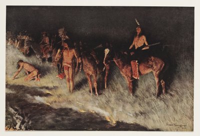 Fire on the Prairie, fra Colliers Weekly, pub.1908 af Frederic Remington
