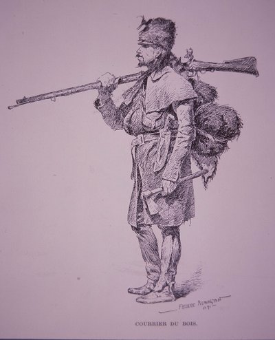 Fransk-canadisk pelsfanger Coureur du Bois af Frederic Remington