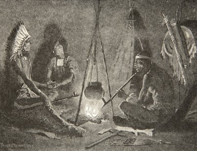 Jeg vil følge dig, min mand, fra The Song of Hiawatha af Henry Wadsworth Longfellow (1807-82), pub. af George G. Harrap und Company Ltd., 1911 af Frederic Remington