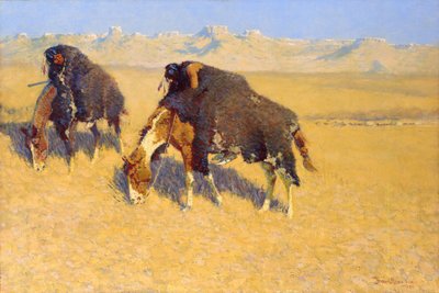 Indianere, der simulerer bøfler af Frederic Remington
