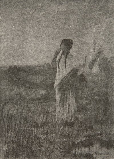 Som et spøgelse, der går ved solopgang, så han en jomfru gå, fra The Song of Hiawatha af Henry Wadsworth Longfellow (1807-82), pub. af George G. Harrap und Company Ltd., 1911 af Frederic Remington