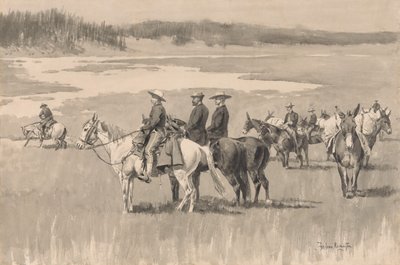 På hovedvandet - Burgess Finder en Ford, ca. 1893. af Frederic Remington