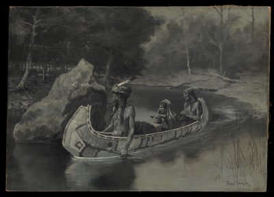 Kastede den lige ned i floden … hvor den stadig kan ses om sommeren af Frederic Remington