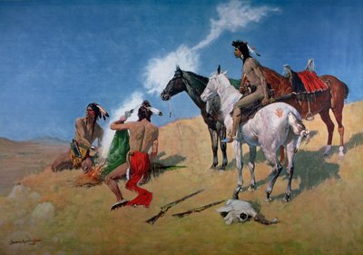 Røgsignaler (olie på lærred) af Frederic Remington