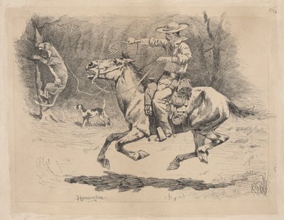 Ansporer sin hest i forfølgelse af Frederic Remington