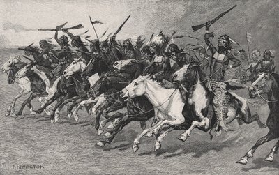 Ladningen på solpolen af Frederic Remington