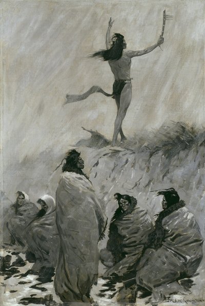 The Fire Eater Raised His Arms to the Thunder Bird, c.1900dani af Frederic Remington