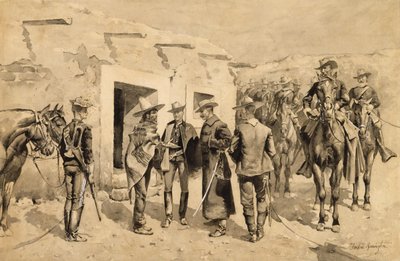 U. S. Cavalry jagter Garza-mænd på Rio Grande af Frederic Remington