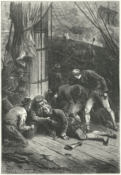 Admiral Lord Nelsons død i slaget ved Trafalgar af Frederic Theodore (after) Lix