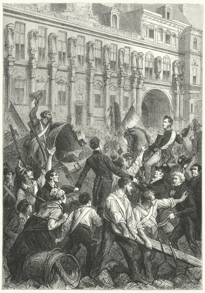 Louis Philippe, hertug af Orleans, på vej til Hotel de Ville, Paris af Frederic Theodore (after) Lix