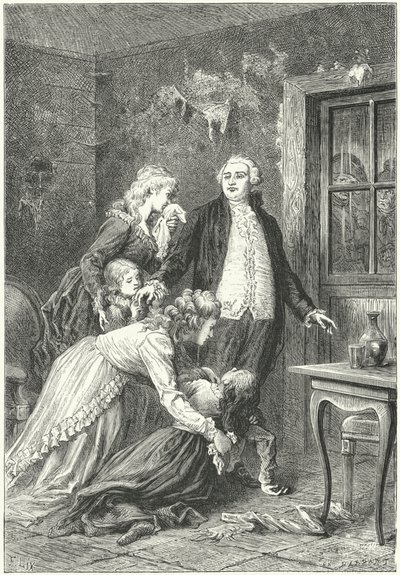 Ludvig XVI siger farvel til sin familie før hans henrettelse af Frederic Theodore (after) Lix