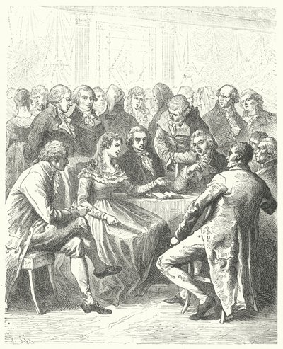 Madame Roland og Girondinerne, Fransk Revolution (gravering) af Frederic Theodore (after) Lix