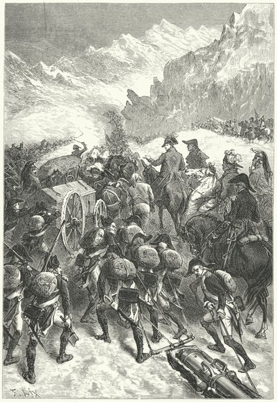 Napoleon leder sin hær over Alperne af Frederic Theodore (after) Lix